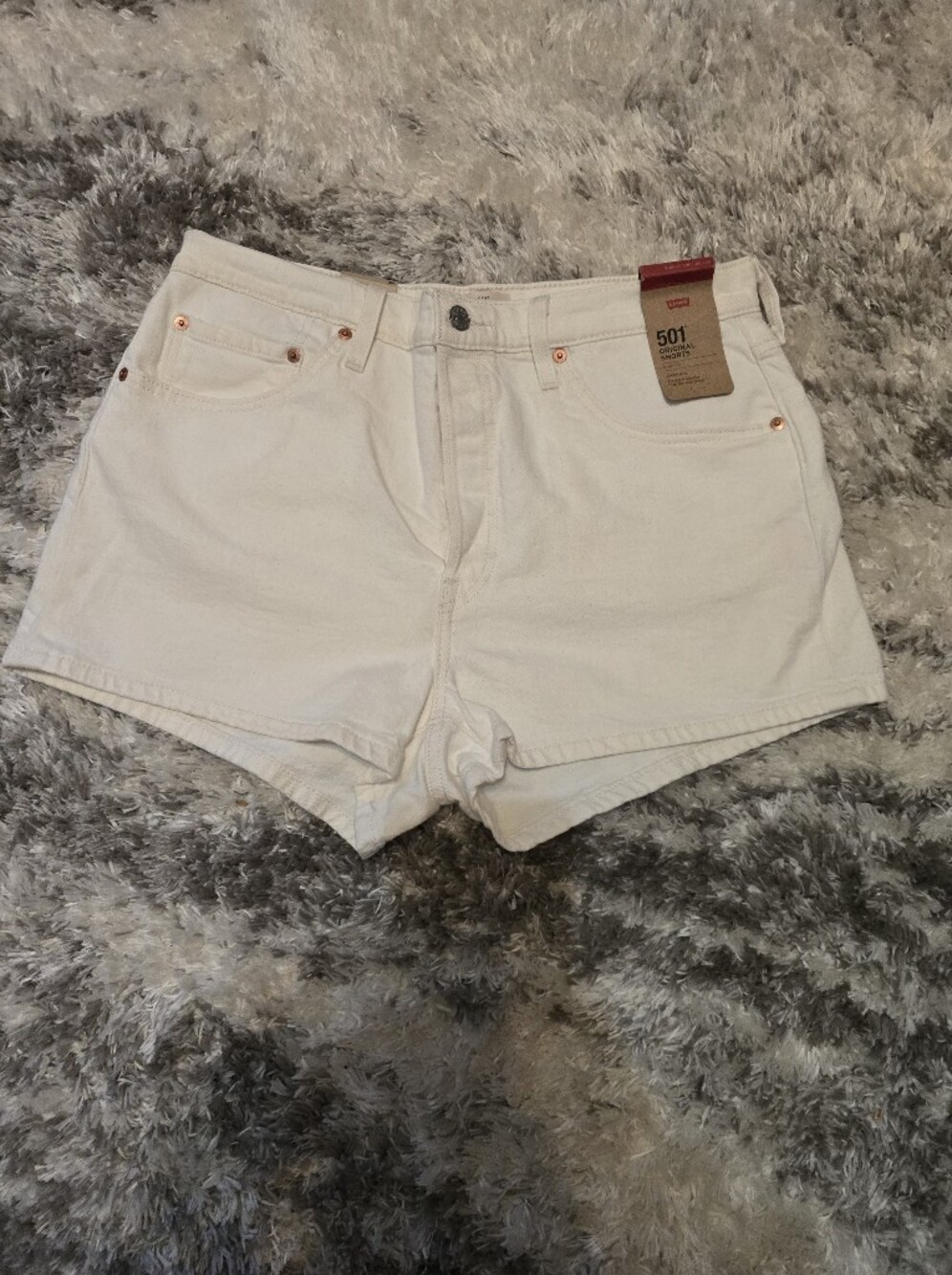 Levi's 501 Off-White High-Rise Denim Shorts